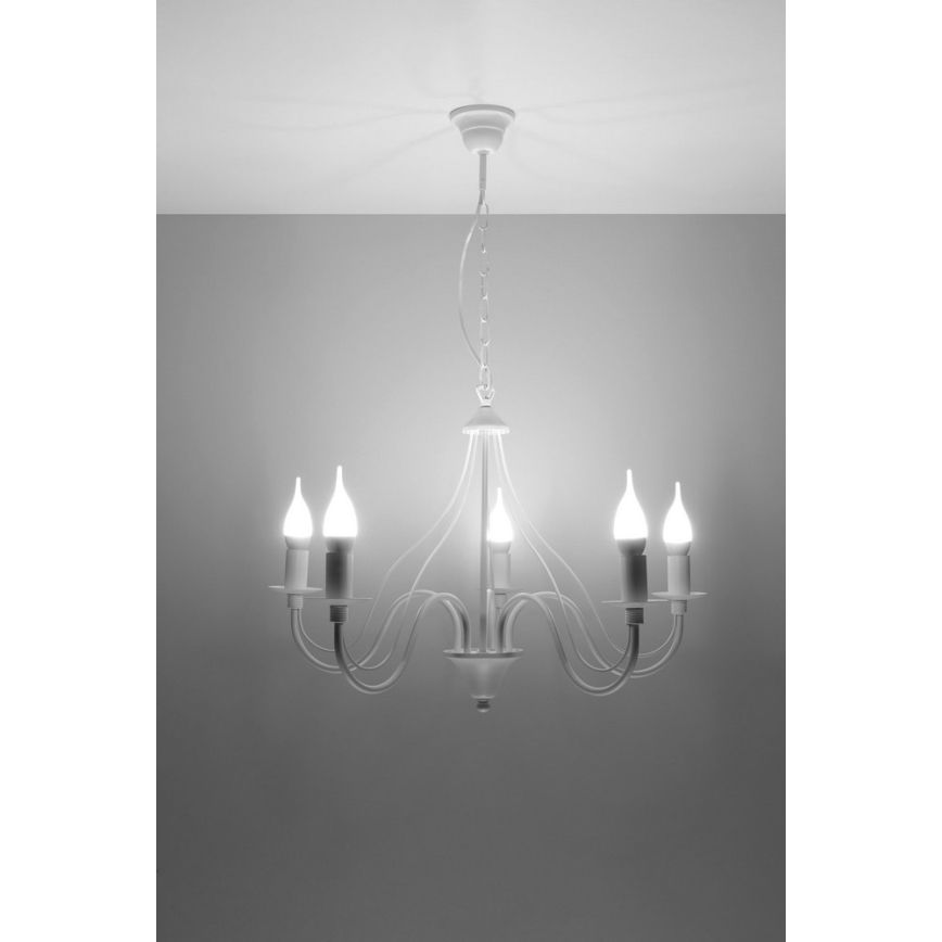 Sollux SL.0214 - Ljuskrona med kedja MINERWA 5 5xE14/40W/230V vit