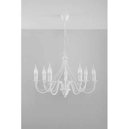 Sollux SL.0215 - Ljuskrona med kedja MINERWA 7 7xE14/40W/230V vit