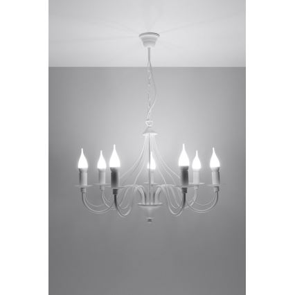Sollux SL.0215 - Ljuskrona med kedja MINERWA 7 7xE14/40W/230V vit