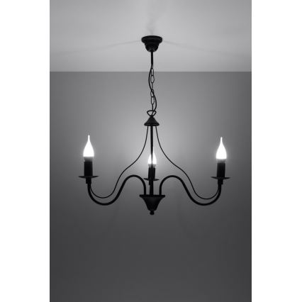 Sollux SL.0217 - Ljuskrona med kedja MINERWA 3 3xE14/40W/230V svart