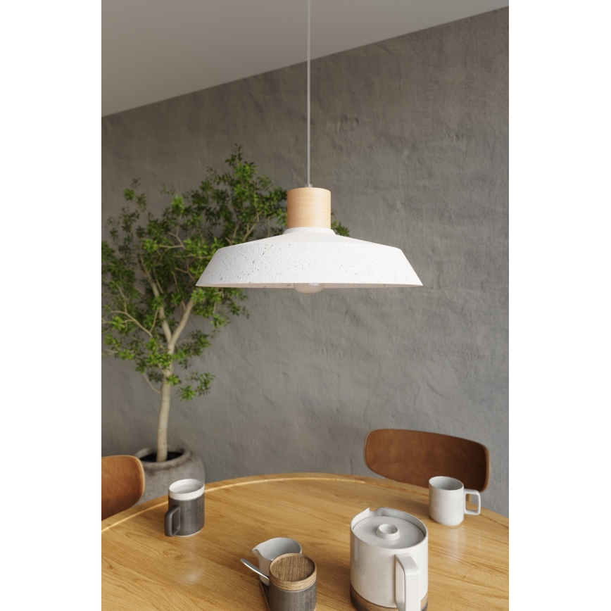 Ljuskrona med textilsladd AFRA 1xE27/60W/230V grå/bok