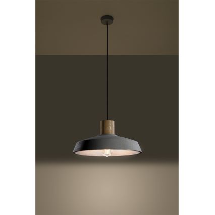 Ljuskrona med textilsladd AFRA 1xE27/60W/230V grå/bok