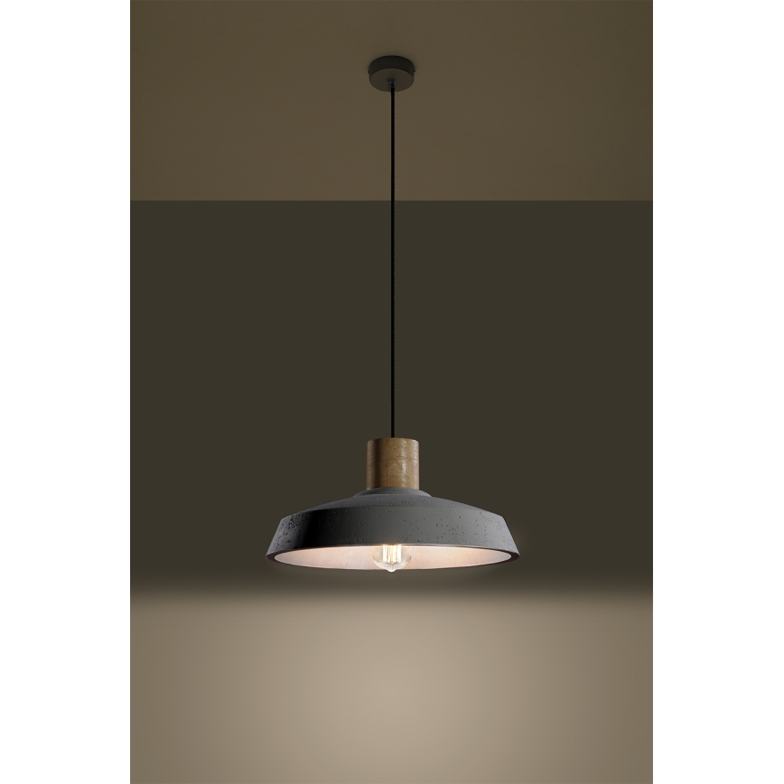 Ljuskrona med textilsladd AFRA 1xE27/60W/230V grå/bok