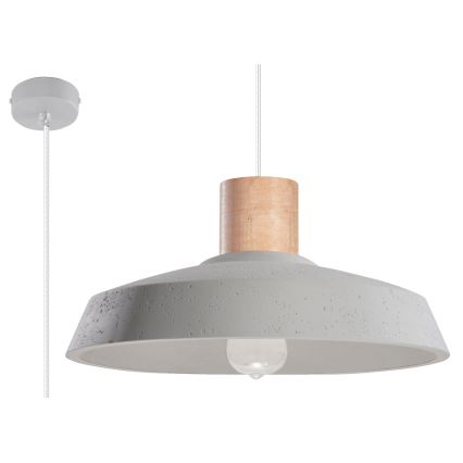 Ljuskrona med textilsladd AFRA 1xE27/60W/230V grå/bok