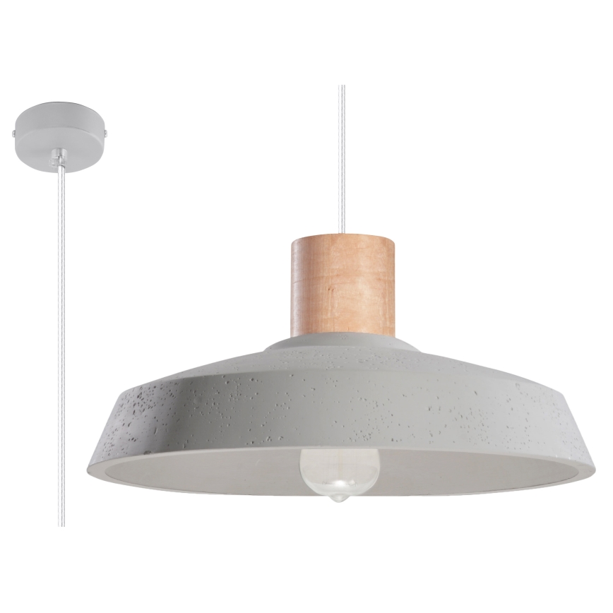 Ljuskrona med textilsladd AFRA 1xE27/60W/230V grå/bok