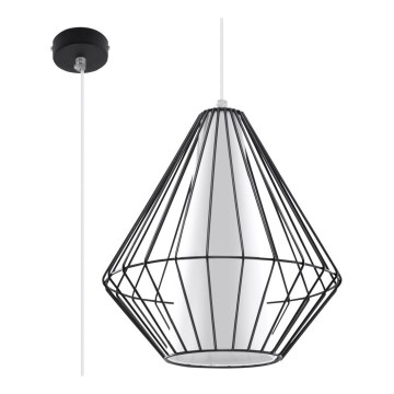 Sollux SL.0298 - Ljuskrona med snöre DEMI 1xE27/60W/230V svart/vit