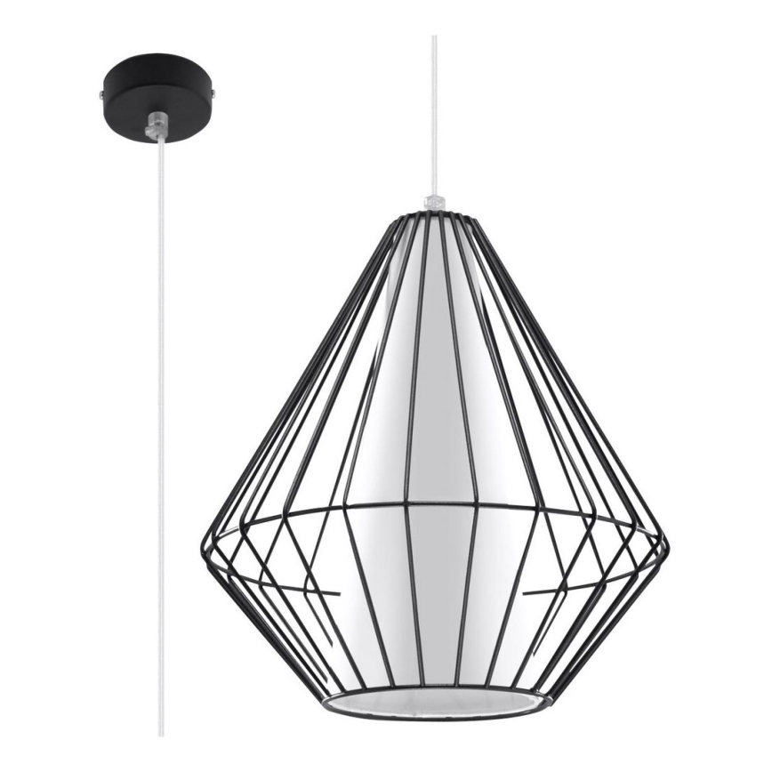 Sollux SL.0298 - Ljuskrona med snöre DEMI 1xE27/60W/230V svart/vit