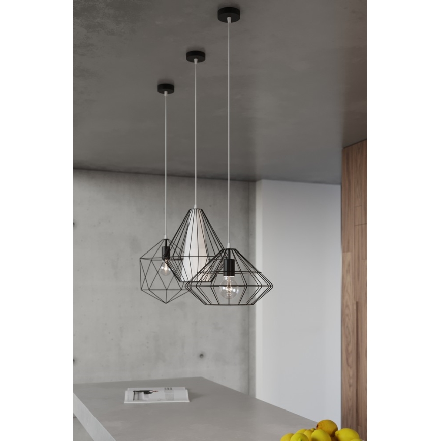 Sollux SL.0298 - Ljuskrona med snöre DEMI 1xE27/60W/230V svart/vit
