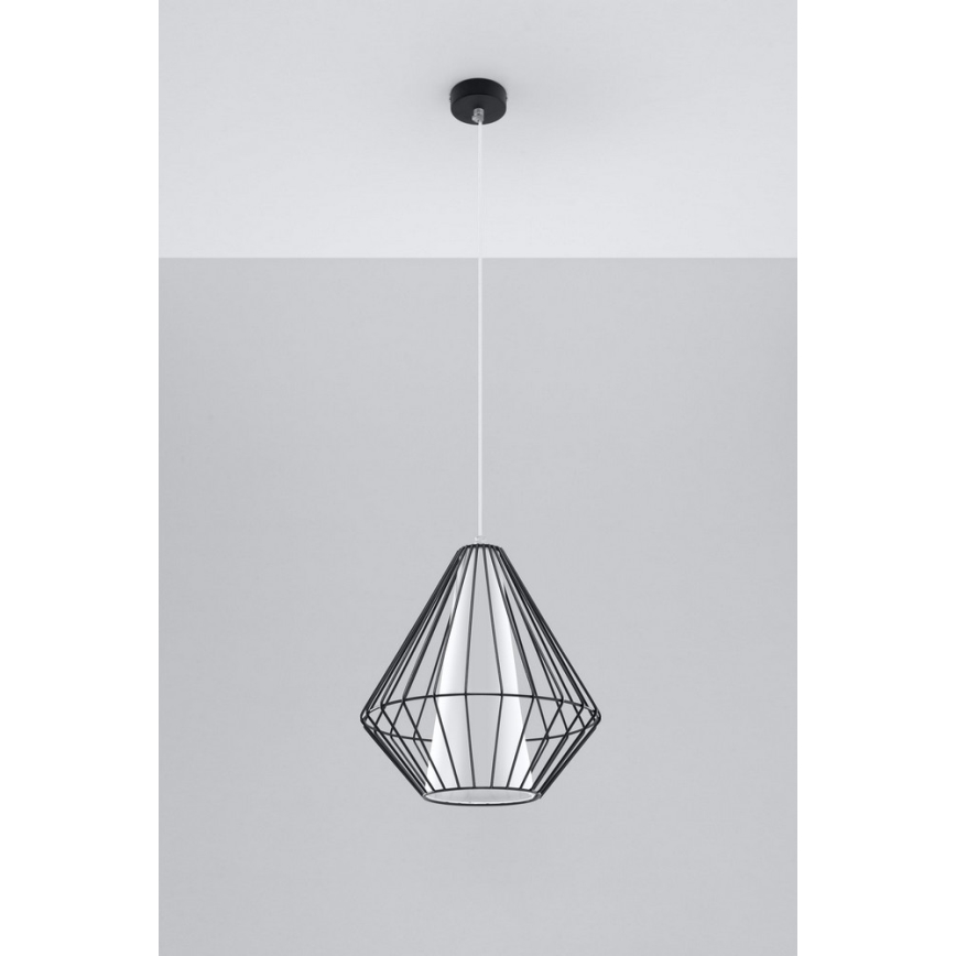 Sollux SL.0298 - Ljuskrona med snöre DEMI 1xE27/60W/230V svart/vit