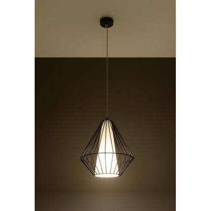 Sollux SL.0298 - Ljuskrona med snöre DEMI 1xE27/60W/230V svart/vit