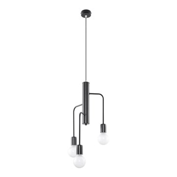 Sollux SL.0302 - Ljuskrona med snöre DUOMO 3M 3xE27/60W/230V svart