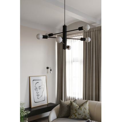 Sollux SL.0302 - Ljuskrona med snöre DUOMO 3M 3xE27/60W/230V svart