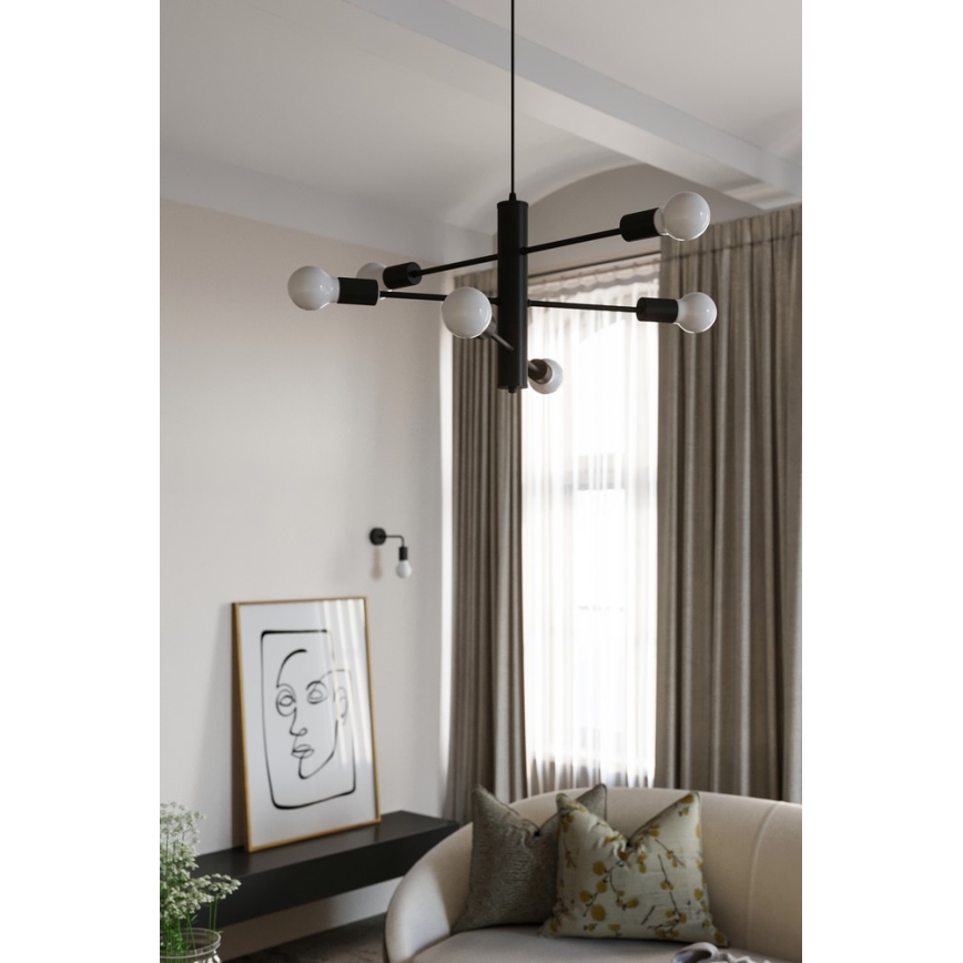 Sollux SL.0302 - Ljuskrona med snöre DUOMO 3M 3xE27/60W/230V svart