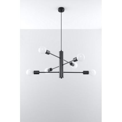 Sollux SL.0305 - Ljuskrona med snöre DUOMO 6 6xE27/60W/230V svart