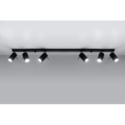 Spotlight RING 6L 6xGU10/10W/230V svart