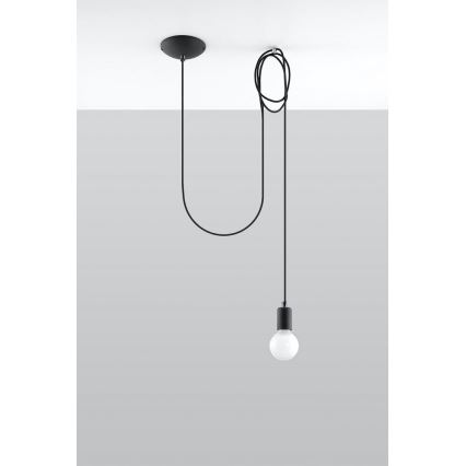 Ljuskrona med textilsladd EDISON 1 1xE27/60W/230V spindel svart