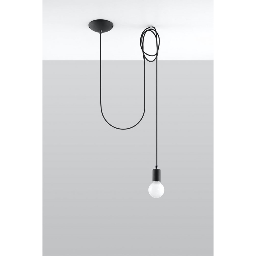 Ljuskrona med textilsladd EDISON 1 1xE27/60W/230V spindel svart