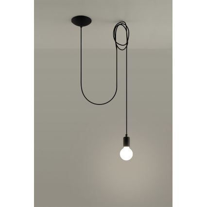 Ljuskrona med textilsladd EDISON 1 1xE27/60W/230V spindel svart