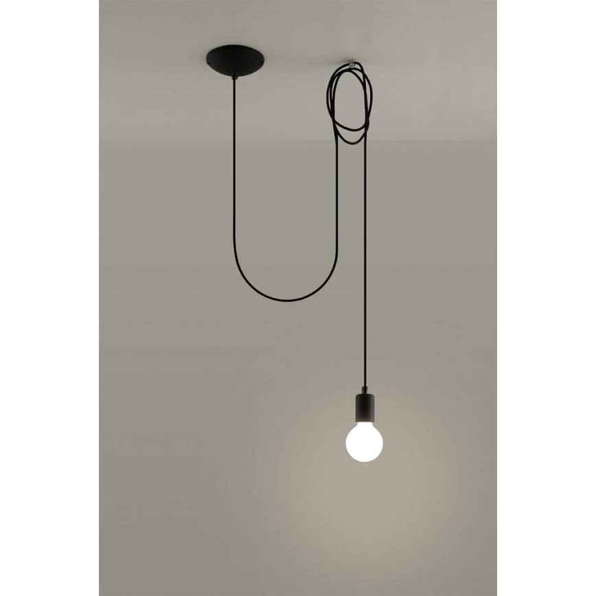 Ljuskrona med textilsladd EDISON 1 1xE27/60W/230V spindel svart