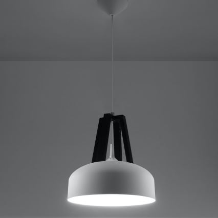 Ljuskrona med textilsladd CASCO 1xE27/60W/230V diameter 30 cm Björk/bok