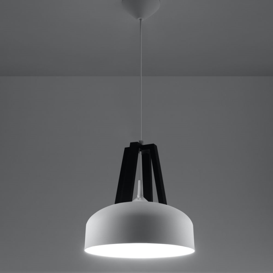 Ljuskrona med textilsladd CASCO 1xE27/60W/230V diameter 30 cm Björk/bok