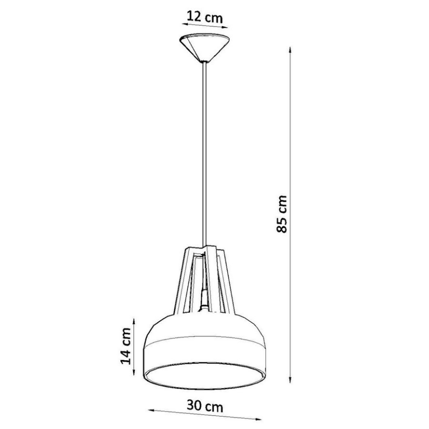 Ljuskrona med textilsladd CASCO 1xE27/60W/230V diameter 30 cm Björk/bok