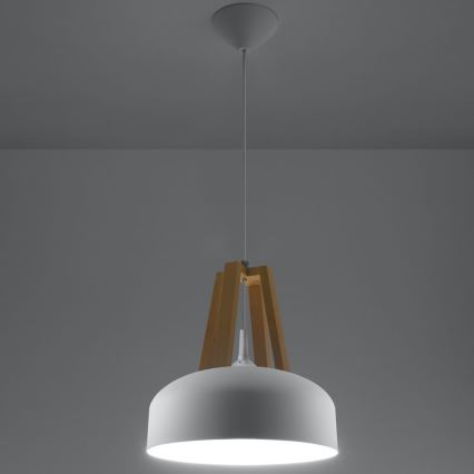 Ljuskrona med textilsladd CASCO 1xE27/60W/230V diameter 30 cm Björk