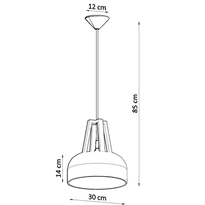 Ljuskrona med textilsladd CASCO 1xE27/60W/230V diameter 30 cm Björk