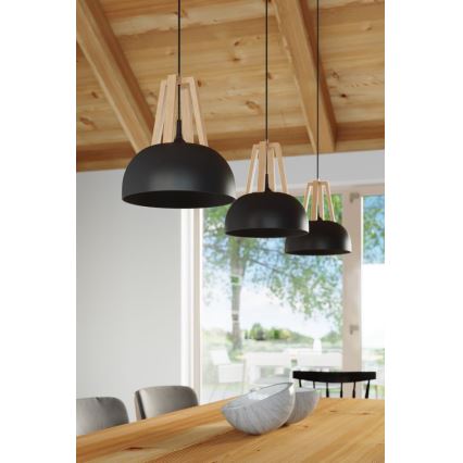 Ljuskrona med textilsladd CASCO 1xE27/60W/230V diameter 30 cm Björk