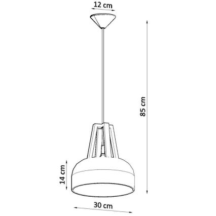 Ljuskrona med textilsladd CASCO 1xE27/60W/230V diameter 30 cm Björk