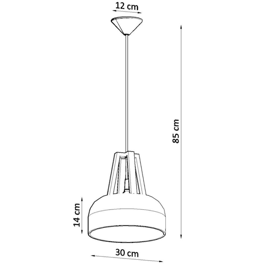 Ljuskrona med textilsladd CASCO 1xE27/60W/230V diameter 30 cm Björk