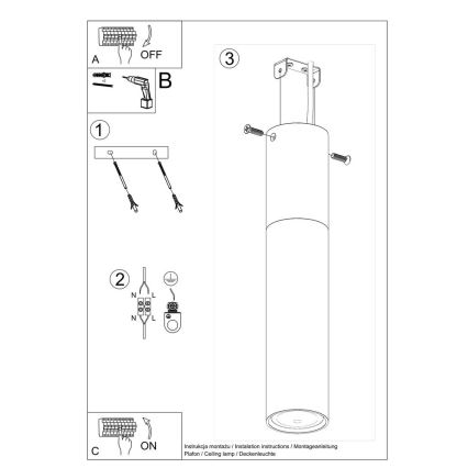 Taklampa PABLO 1xGU10/40W/230V vit/bok