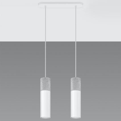 Taklampa på kabel BORGIO 2xGU10/40W/230V betong/metal vit