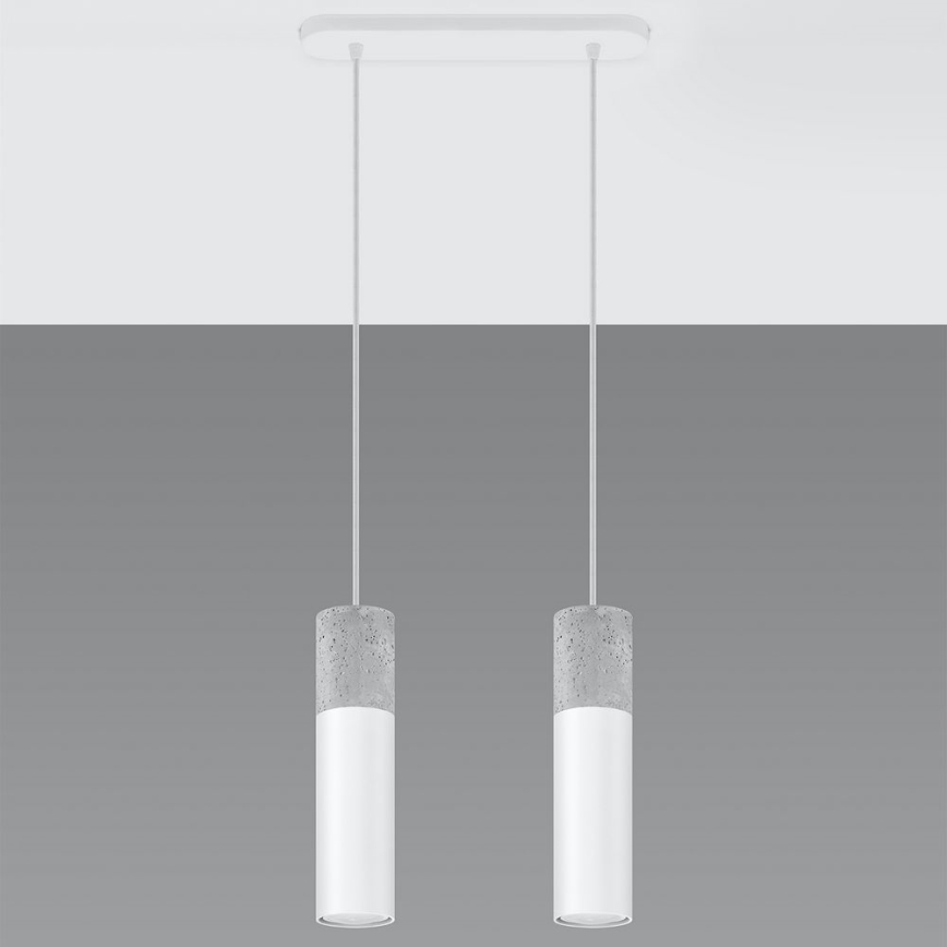 Taklampa på kabel BORGIO 2xGU10/40W/230V betong/metal vit