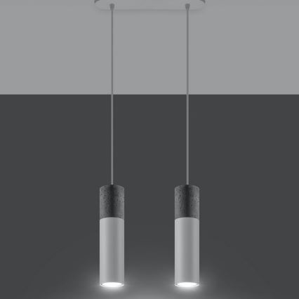 Taklampa på kabel BORGIO 2xGU10/40W/230V betong/metal vit