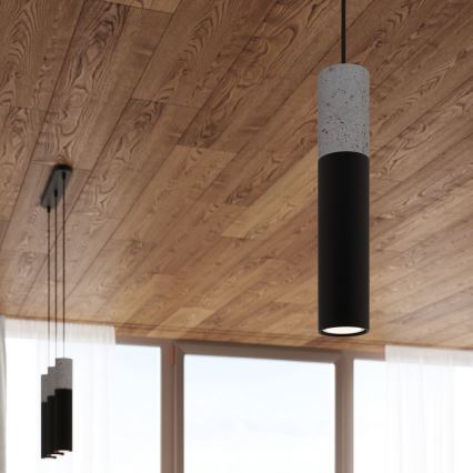 Taklampa på kabel BORGIO 2xGU10/40W/230V betong/metal svart