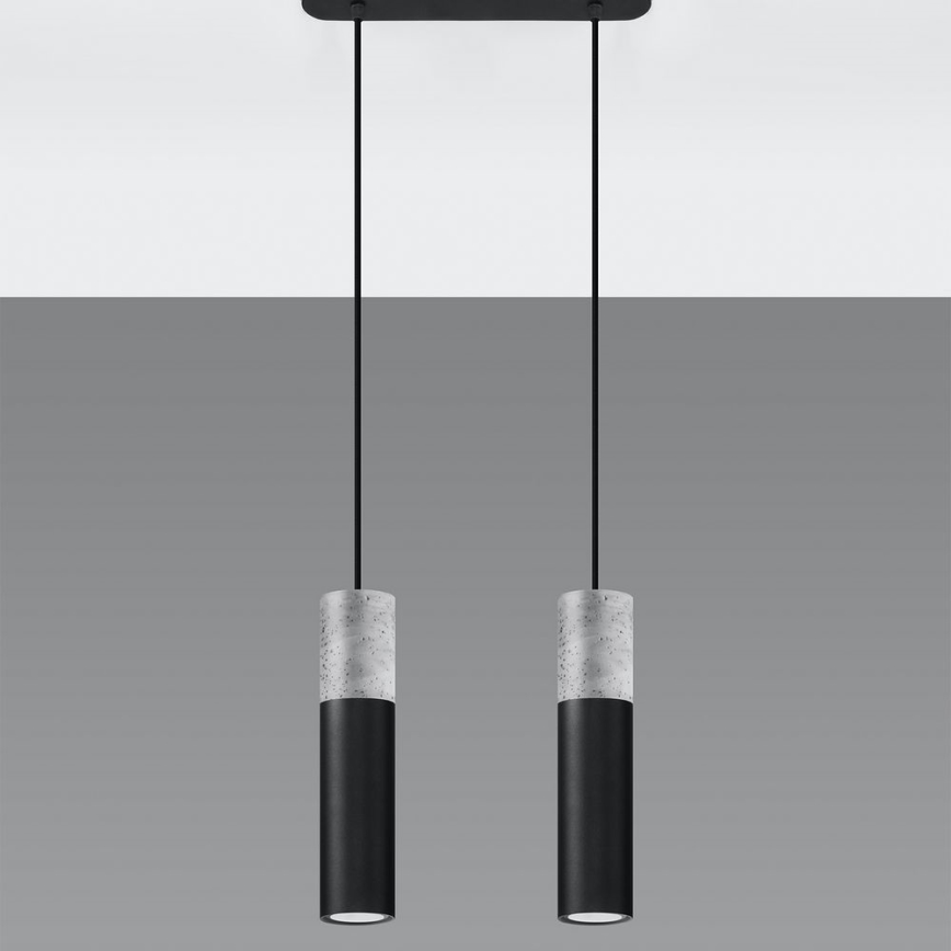 Taklampa på kabel BORGIO 2xGU10/40W/230V betong/metal svart