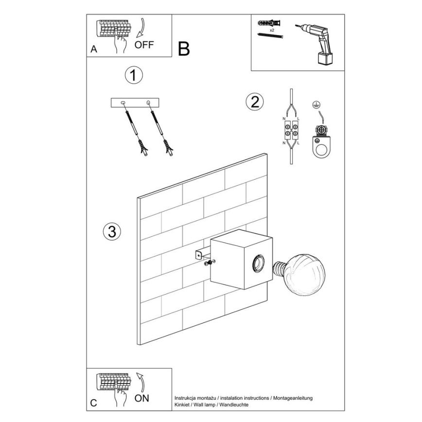 Vägglampa ABEL 1xE27/60W/230V bok