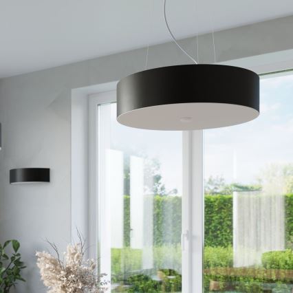 Ljuskrona med textilsladd SKALA 3xE27/60W/230V diameter 30 cm svart