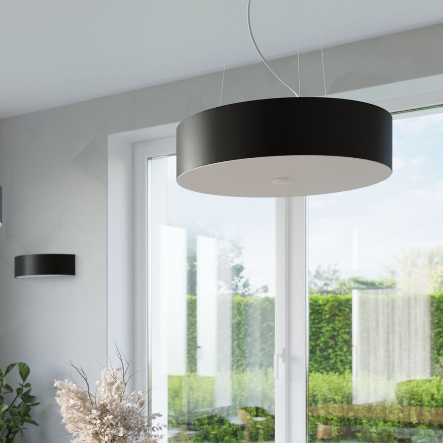 Ljuskrona med textilsladd SKALA 3xE27/60W/230V diameter 30 cm svart