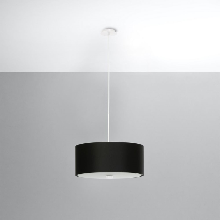 Ljuskrona med textilsladd SKALA 3xE27/60W/230V diameter 30 cm svart