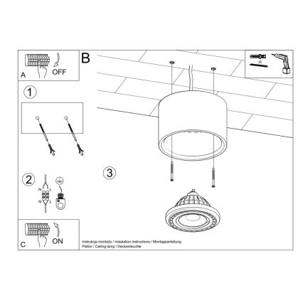 Taklampa BASIC AR111 1xGU10/40W/230V bok