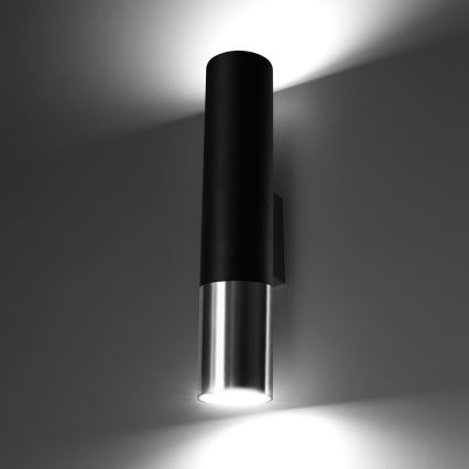 Vägglampa LOOPEZ 2xGU10/10W/230V svart/skinande krom
