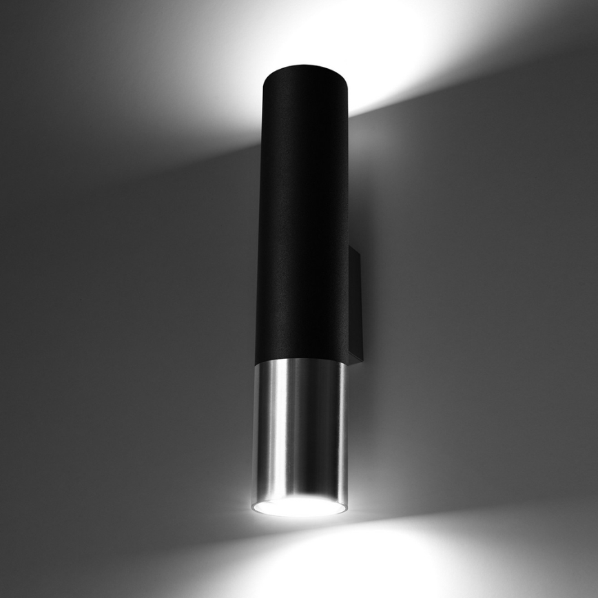 Vägglampa LOOPEZ 2xGU10/10W/230V svart/skinande krom