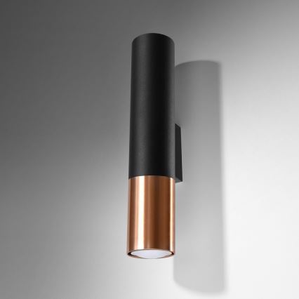 Vägglampa LOOPEZ 2xGU10/10W/230V svart/koppar