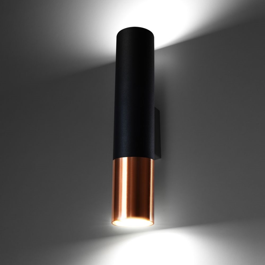 Vägglampa LOOPEZ 2xGU10/10W/230V svart/koppar