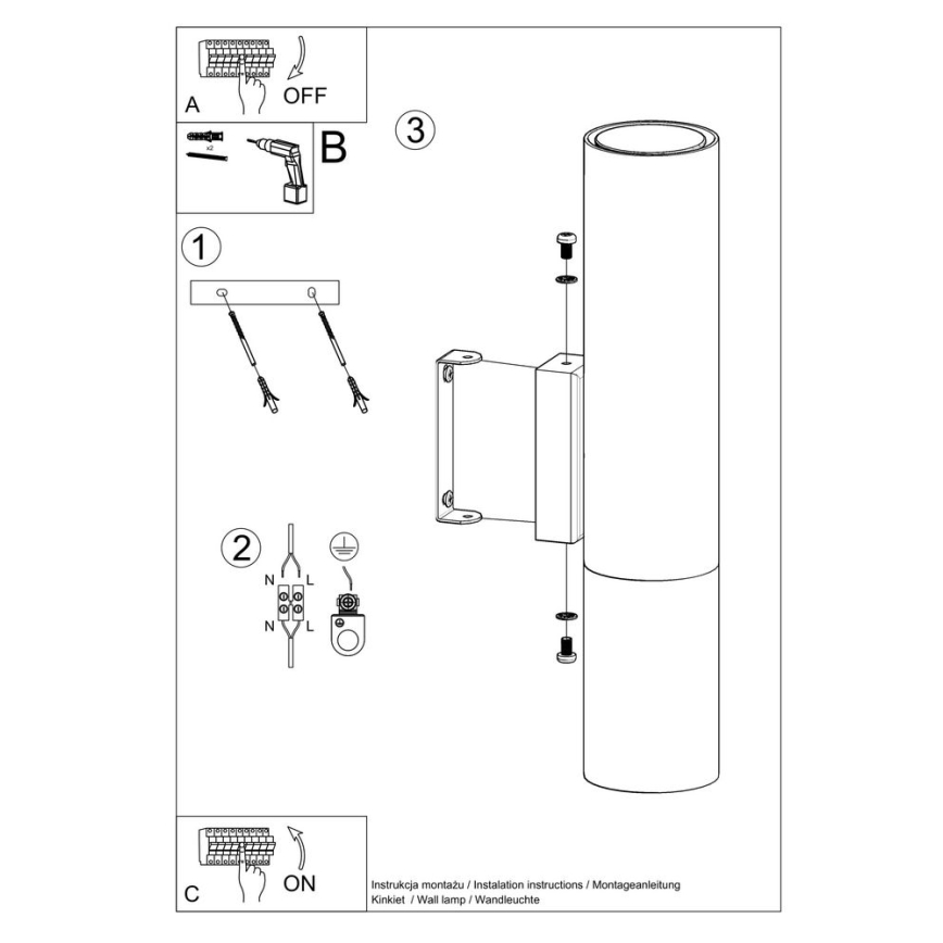 Vägglampa LOOPEZ 2xGU10/10W/230V svart/koppar