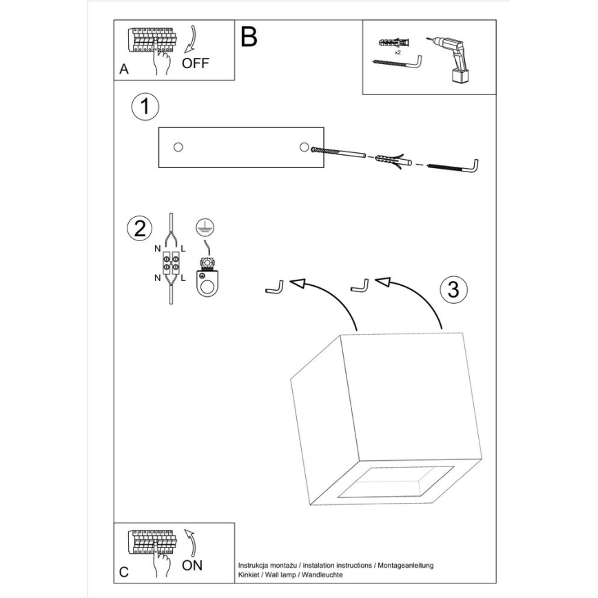 Vägglampa  LEO 1xG9/40W/230V konkret