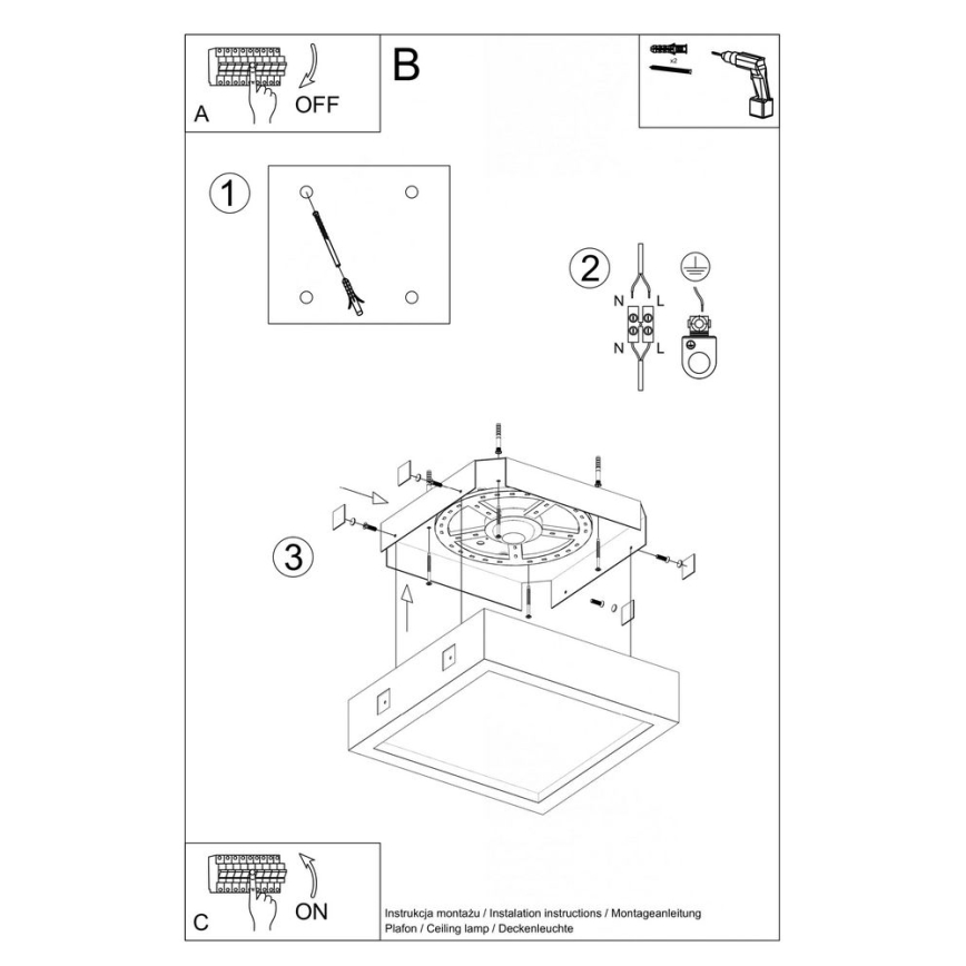 LED taklampa  RIZA LED/18W/230V konkret