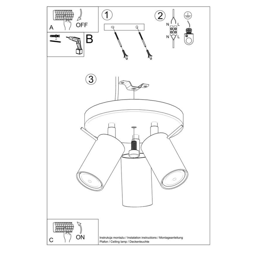 Spotlight RING 3xGU10/10W/230V svart